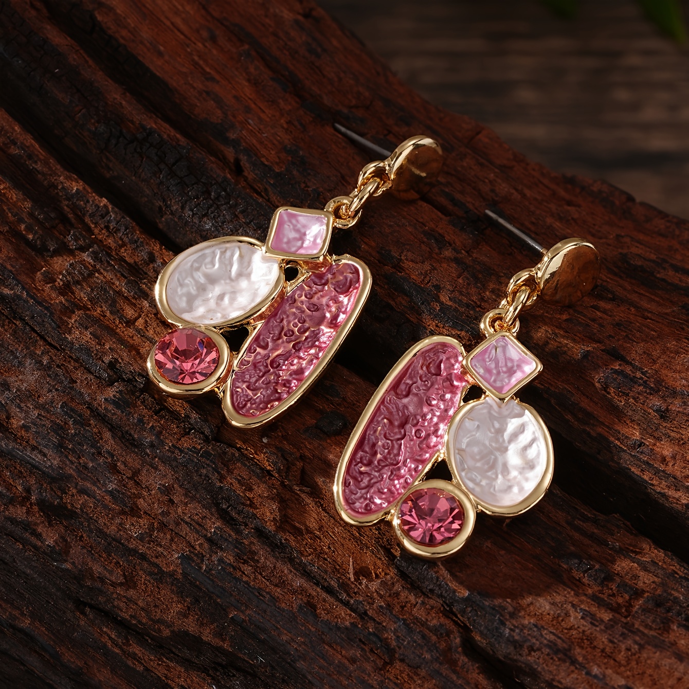 Women's Irregular Geometric Enamel Jewelry Set, Necklace & Earrings